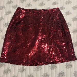 XS Red Sequin Skirt with slit